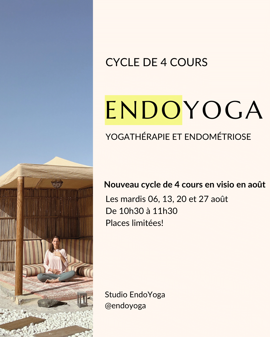 cours endoyoga - yoga endométriose - yogathérapie endométriose - Aurélie Maire